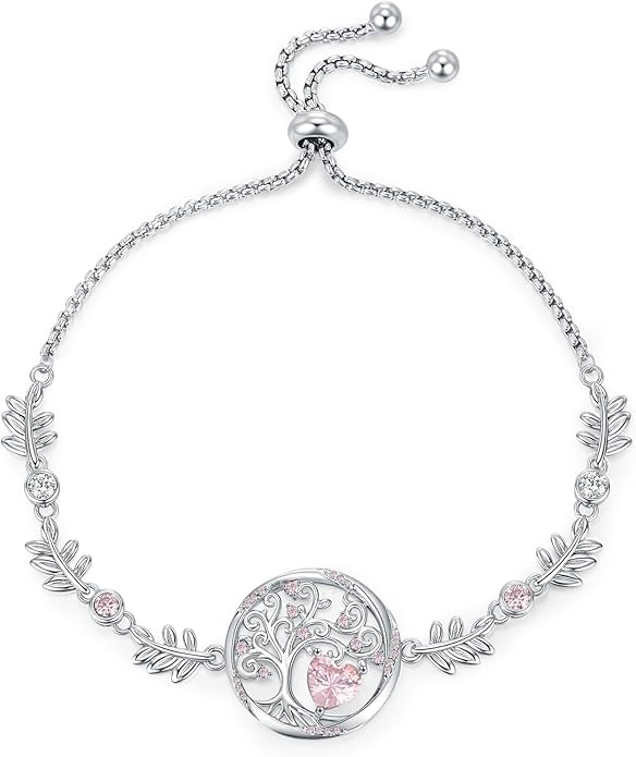 Tree of Life Birthstone Bracelets Sterling Silver Bracelets Charm Jewelry Birthday Gifts for Women,Girlfriend,Wife,Mom - Graduation, Friendship,Birthday, Anniversary
