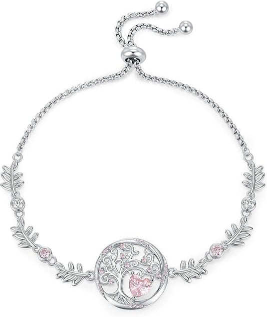 Tree of Life Birthstone Bracelets Sterling Silver Bracelets Charm Jewelry Birthday Gifts for Women,Girlfriend,Wife,Mom - Graduation, Friendship,Birthday, Anniversary