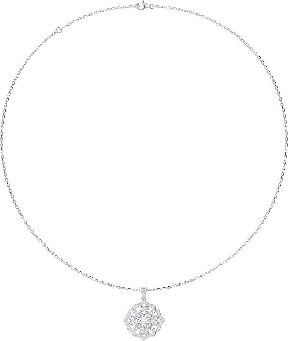 THELANDA Genuine Moissanite Sterling Silver Vintage Classic Clover Cross Flourish Pendant Necklace, Adjustable 18-20 Inch Chain with Lobster Clasp, Elegant Jewelry Gift for Women
