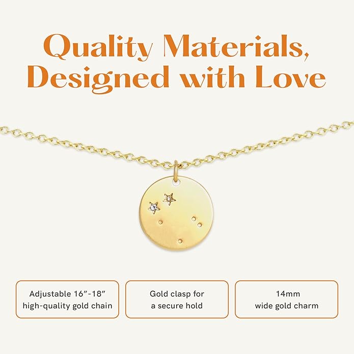 Lucky Feather Zodiac necklaces for women | Scorpio 14K Gold-Plated Astrology Pendant for Girls | Horoscope Sign Zodiac gift | Great Christmas Stocking Stuffer | Trendy Birthday Jewelry Gift | 16” - 18”