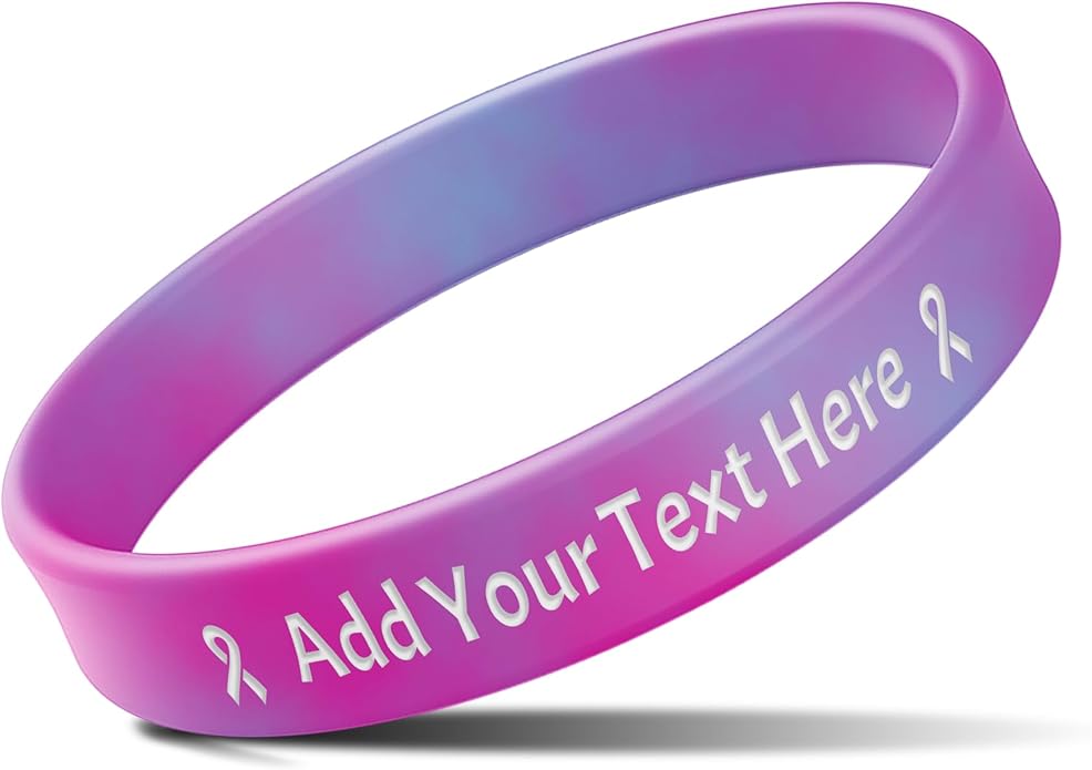 Custom Rubber Bracelets with Text Logo Clipart Customizable Bracelet Personalized 1/2 Inch Silicone Wristbands for Awareness, Events, Support, Promotions