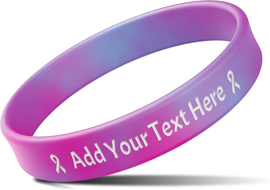 Custom Rubber Bracelets with Text Logo Clipart Customizable Bracelet Personalized 1/2 Inch Silicone Wristbands for Awareness, Events, Support, Promotions