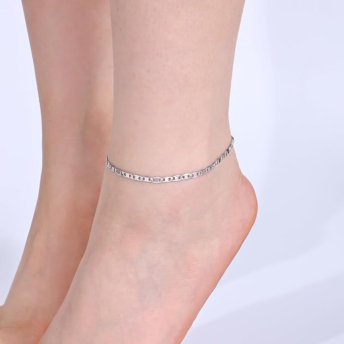 Gacimy 3.5mm Mariner Anklets for Women, 18K Gold Plated/Silver Tone Women’s Anklet, 9/10/11 Inches