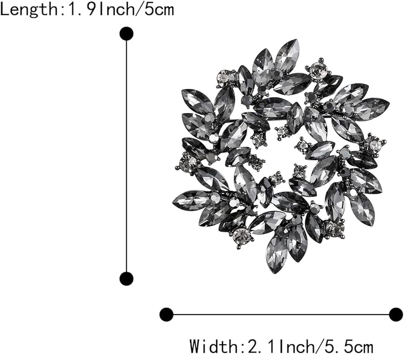 BriLove Austrian Crystal Rhinestone Elegant Flower Marquise Wreath Brooches for Women