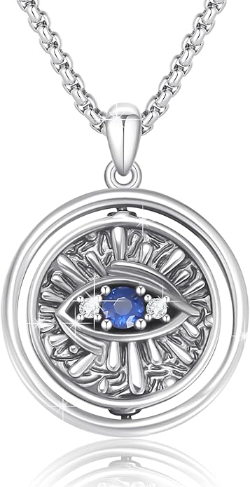 Evil Eye Necklace for Women 925 Sterling Silver, Protection Necklace with Blue Evil Eye Charm, Evil Eye/Lotus Pendant Jewelry, Birthday Christmas Gifts for Her