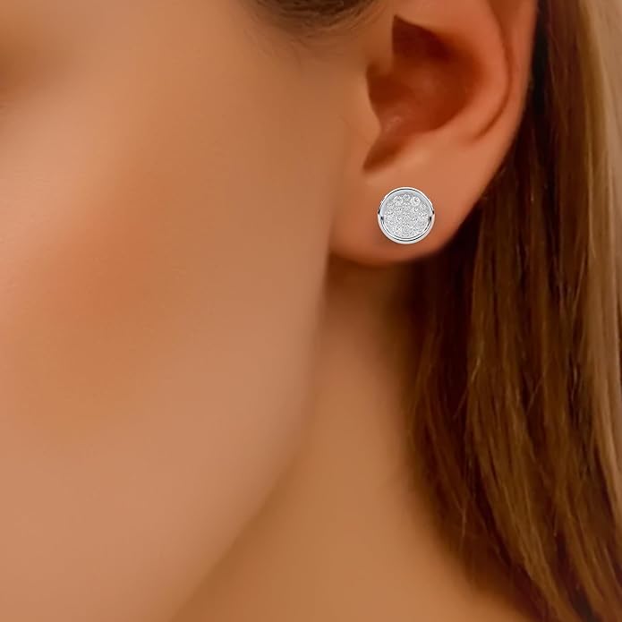 WHY SO SILVER INC 0.24 Ctw Round Cut Natural Diamond Bezel Set Stud Earrings for Women | 925 Sterling Silver | I-J Color, I2-I3 Clarity | Classic Everyday Earrings ,Hypoallergenic Fine Jewelry| Gift Box Included