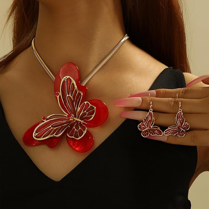 Vintage Chunky Statement Jewelry Set Retro Leaf Floral Geometric Bohemian Boho Bib Necklace Earring Set Fashion Costume Jewelry for Women Girls Wedding Party Prom Unique Gift