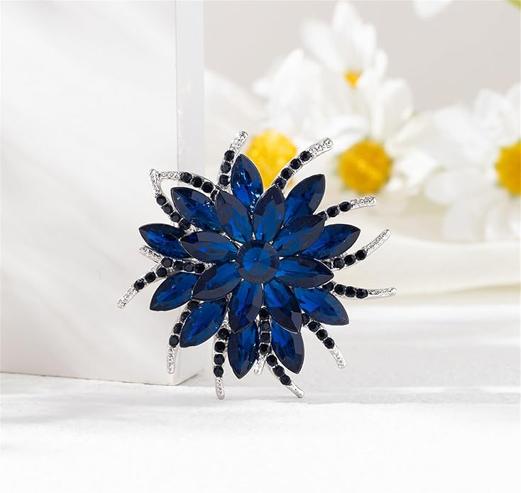 Rhinestone Sunflower Brooch Pin Red Pink Flower Brooch Stylish Crystal Brooch Elegant Clothing Hat Bag Accessories Jewerly for Women