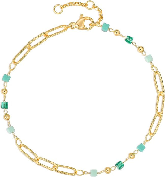 MTMY Gold Chain Bracelet for Women 14K Gold Plated Dainty Bracelets with Adjustable Chain Cute Bracelet Gold Trendy Jewelry