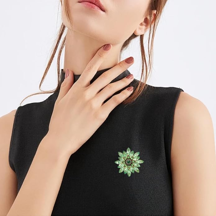 Large Crystal Flower Brooch Pin for Women Red purple pink green Rhinestone Flower Lapel Pin Wedding Party Birthday Dance Banquet Dress Suit Ceremony Clothes Hat Bag Accessories Jewelry