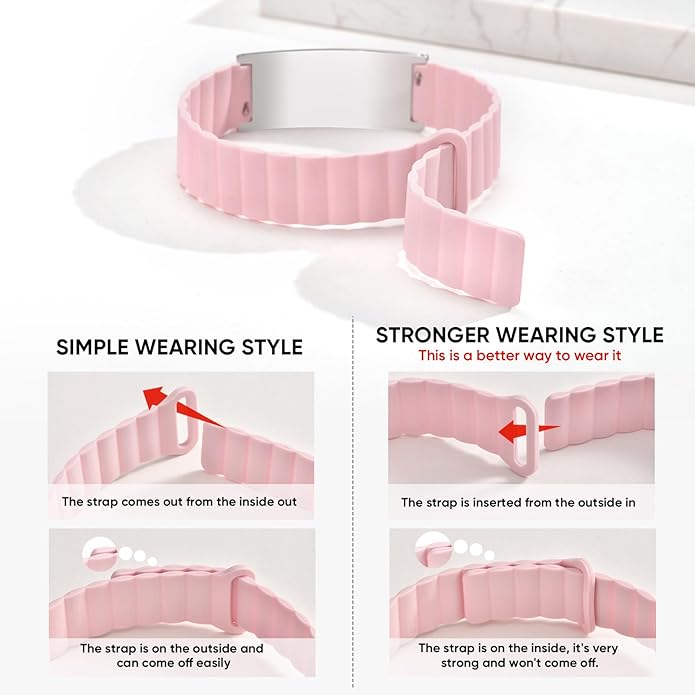 Comfortable Medical ID Bracelet for Men & Women - Custom Engraved Silicone Strap Comfort Fit Medical Alert Bracelets for Sports,Adjustable Waterproof Customizable Wristband for Diabetic