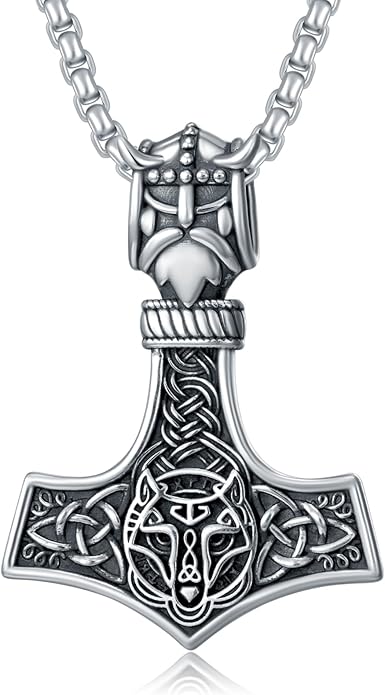 Taioiat viking Pendant Necklace for Men Nordic Celtic 925 Sterling Silver Vintage Mjolnir Jewelry Norse Vikings Gift for Women