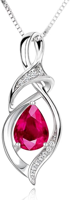 Birthstone Necklace for Women 925 Sterling Silver Necklace Birthday Gifts for Women Mom Wife 18"+2" Inch
