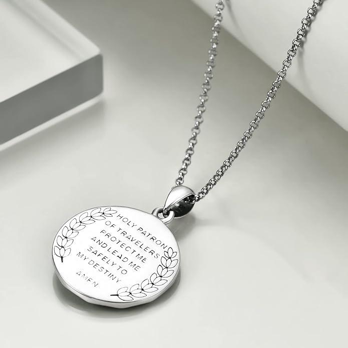 YFN Patron Saint Necklace Sterling Silver Amulet Medal Pendant Religious Protector Jewelry Gifts for Women Men