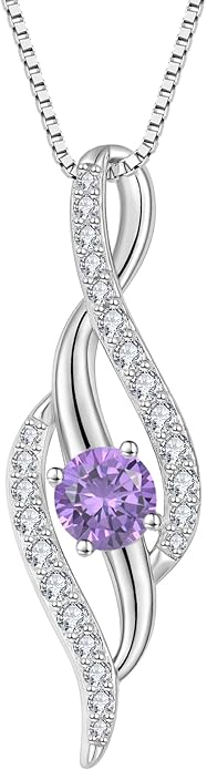 Women Infinity Necklace 925 Sterling Silver Twist Birthstone Pendant with Chain 5A Cubic Zirconia Jewelry