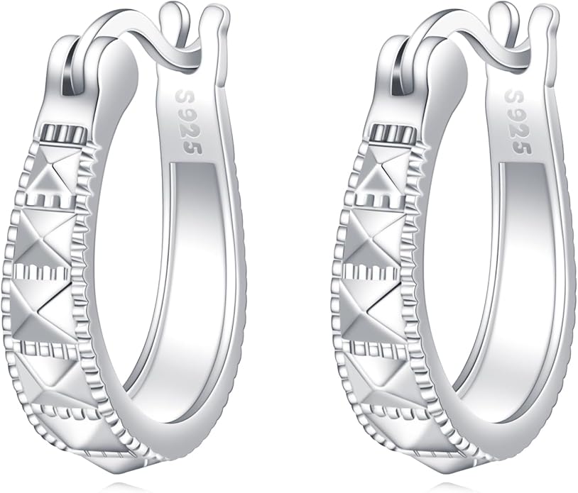 Sterling Silver Hoop Earrings Small Hoop Sun/Leaf/Triangle Huggie Earrings for Women Hypoallergenic