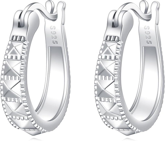 Sterling Silver Hoop Earrings Small Hoop Sun/Leaf/Triangle Huggie Earrings for Women Hypoallergenic