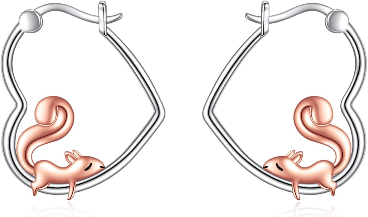 YFN Animal Earrings Sterling Silver Animal Heart Hoop Dangle Earrings Cute Jewelry Gifts for Women