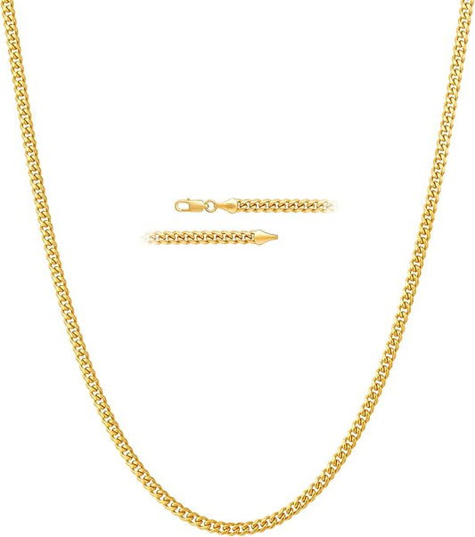 KRKC&CO Silver Cuban Link Chain for Men, Gift for Him Husband Dad, 925 Sterling / 24K Gold Plated and 316l Stainless Steel Base, 3/5mm Miami Necklace Jewelrys, Cadena de Plata