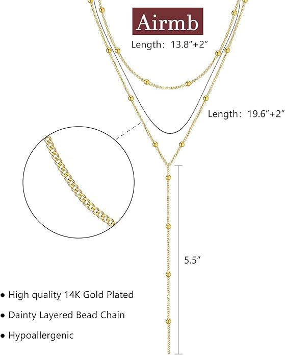 Lariat Silver/Gold Necklace for Women 925 Silver/14K Gold Plated Dainty Long Necklace Y-Shaped Drop Pendant Necklaces Choker Trendy Chain Simple Layered Necklaces CZ Jewelry for Women Set Gift