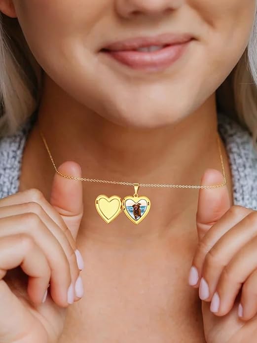 Supcare Locket Necklace That Holds Pictures-Engraved Photo Pendant Custom Jewellery Gifts for Men Women (with Jewellery Gift Box)