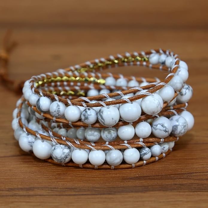 ZOSOJONA Boho Wrap Bead Bracelet for Women - Handmade Adjustable Natural Stone Beaded Bracelets Rope Yoga Healing Bracelet Bangle Hippie Jewelry