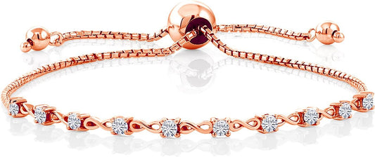 Gem Stone King Round Gemstone Birthstone Tennis Bracelet For Women | 925 Sterling Silver | 2.5MM Round | Fits Up To 9 Inch Wrist | Adjustable Bolo Bracelet For Women | Easy-On Easy-Off