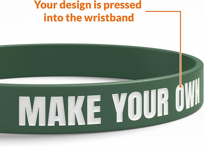 Custom Wristbands For Events, Fundraisers & Promotions | Add Text, Icons, & Logos | Bulk Rubber Bracelets | Classic 1/2” | 100% Silicone
