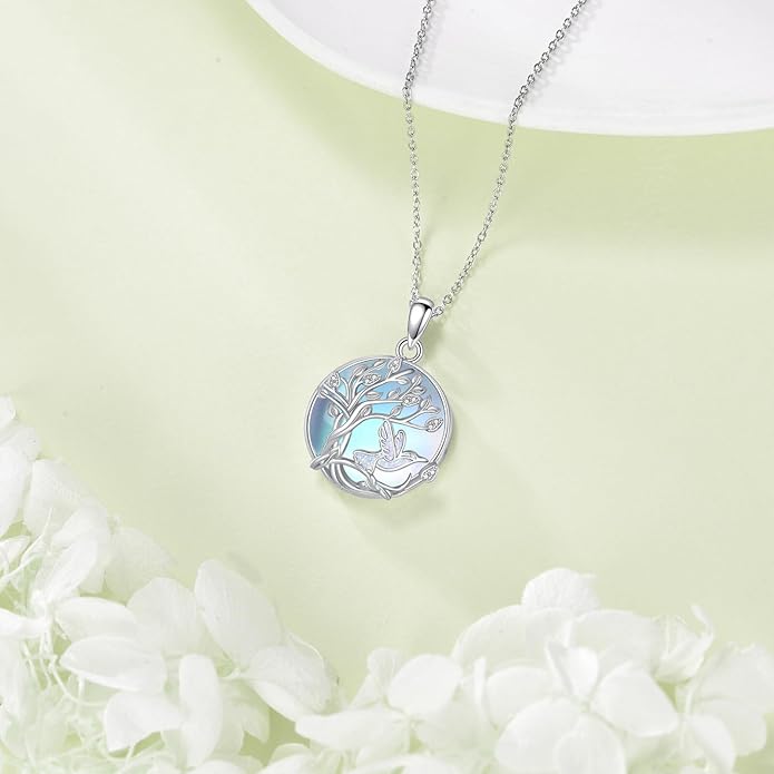 Hummingbird Necklace Hummingbird Necklaces for Women Sterling Silver 925 Purple Blue Hummingbird's Heart Pendant Jewelry Memorial Mothers Day Christmas Gifts
