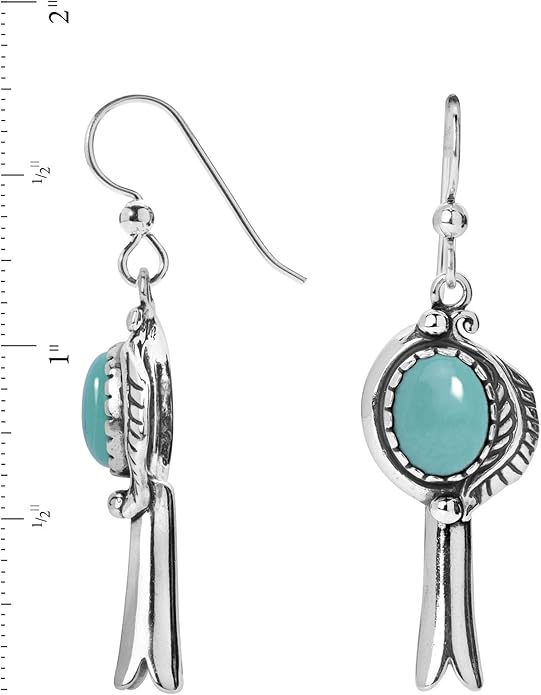 American West Jewelry Sterling Silver Women’s Drop & Dangle Earrings Leaf and Squash Blossom Design Choice of Gemstone