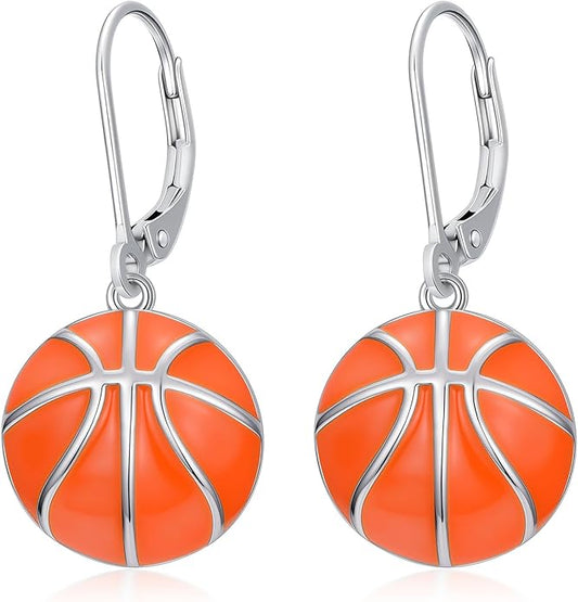 JUSTKIDSTOY 925 Sterling Silver Ball Earrings Sports Leverback Dangle Drop Earrings Jewelry Gifts for Women Girls