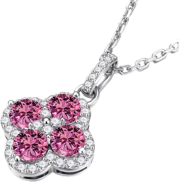 Iefil Valentines Day Gifts for Her - 925 Sterling Silver Birthstone Clover Necklace for Women, Anniversary Birthday Gifts for Women Wife Girlfriend Mom