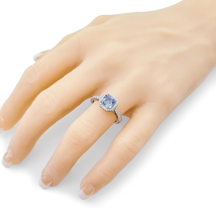 NANA Jewels Sterling Silver Engagement Rings for Women - Choose Simulated Morganite, Citrine, Aquamarine & More