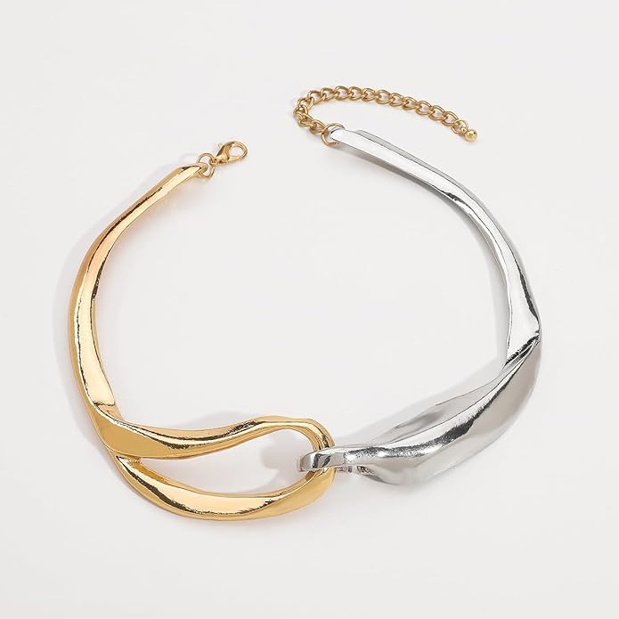 Punk Dripping Water-drop Choker Necklace for Women,Thick Drippy Chain Liquid Metal Collar Necklace Rocker Hip-hop Necklace Cool Metallic Unique Funky Statament Grunge Jewelry
