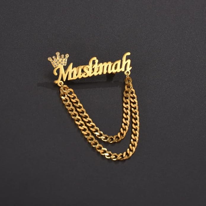 YHLISO Personalized Customize Double Names Stainless Steel Brooch Pin Custom Logo Gold Name Badges Products for Women Jewelry