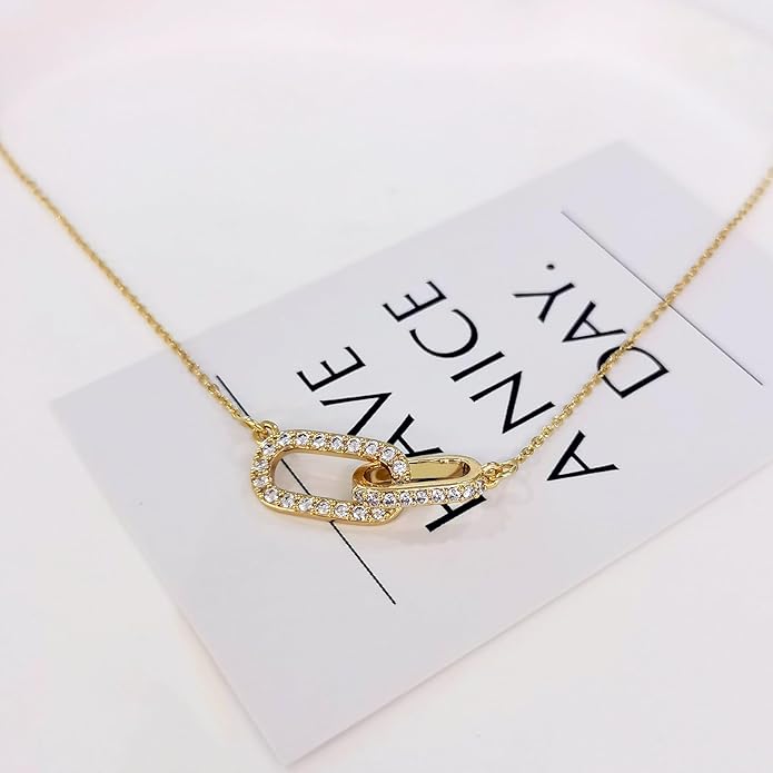 Zeffy Diamond Necklaces for Women, Dainty Gold Necklace 18k Gold Plated Layered Necklaces Simple Gold CZ Diamond Pendant Necklaces for Women Trendy Jewelry Gifts for Girls