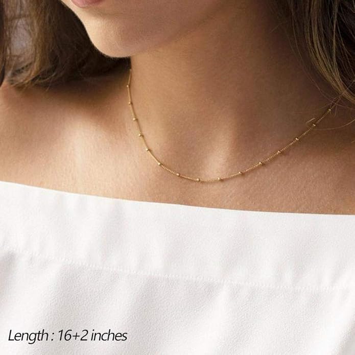 Turandoss Dainty Layered Choker Necklace, Handmade Y Pendant Necklace Multilayer Bar Disc Necklace Adjustable Layering Choker Necklaces for Women