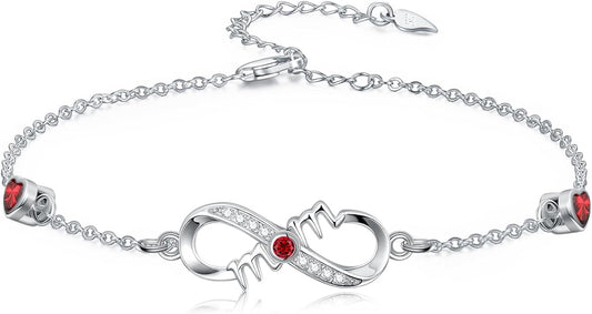 Dorunmo Infinity Bracelet Mom Bracelet 925 Sterling Silver 14K Gold Plated Infinity Heart Anklet for Women Christmas Jewelry Gifts for Wife Mom Daughter