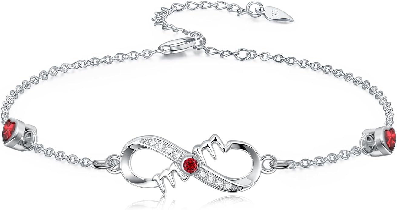 Dorunmo Infinity Bracelet Mom Bracelet 925 Sterling Silver 14K Gold Plated Infinity Heart Anklet for Women Christmas Jewelry Gifts for Wife Mom Daughter