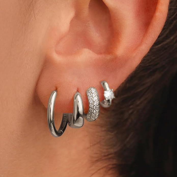 Small Gold Hoop Earrings Set for Women, 14K Gold Plated Lightweight Earrings Sets for Multiple Piercing, Hypoallergenic Huggie Gold Hoops Earrings for Women Jewelry