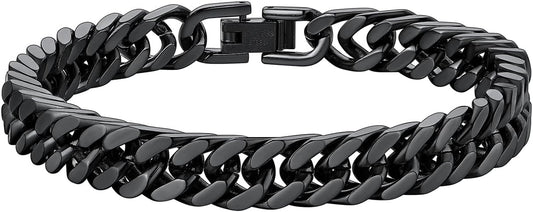 ChainsHouse Stainless Steel Cuban Link Bracelet, 8mm/12mm/17mm Width, 7.5"/8.3"/9", 18K Gold Plated Chain Wrist Bracelets for Men Women, Send Gift Box