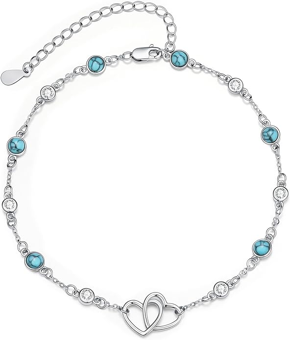 Anklet for Women 925 Sterling Silver Double Infinity Ankle Bracelet Waterproof Summer Jewelry Anniversary Birthday Gifts for Her