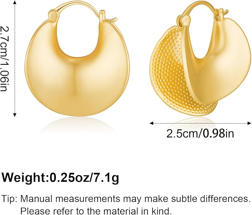 YUJIE Gold Plated Hoop Earrings for Women Brass Earring Chunky Statement Jewelry