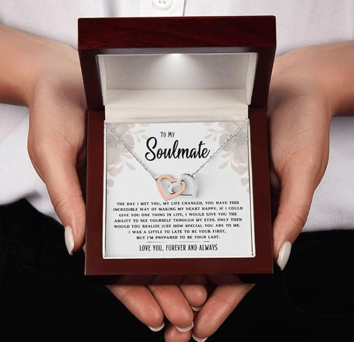 To My Soulmate Necklace For Women, Soul Mate Jewelry for Women, Future Wife Gifts, To My Wife Necklace from Husband, Gifts for Girlfriend, Pendant With Message Card