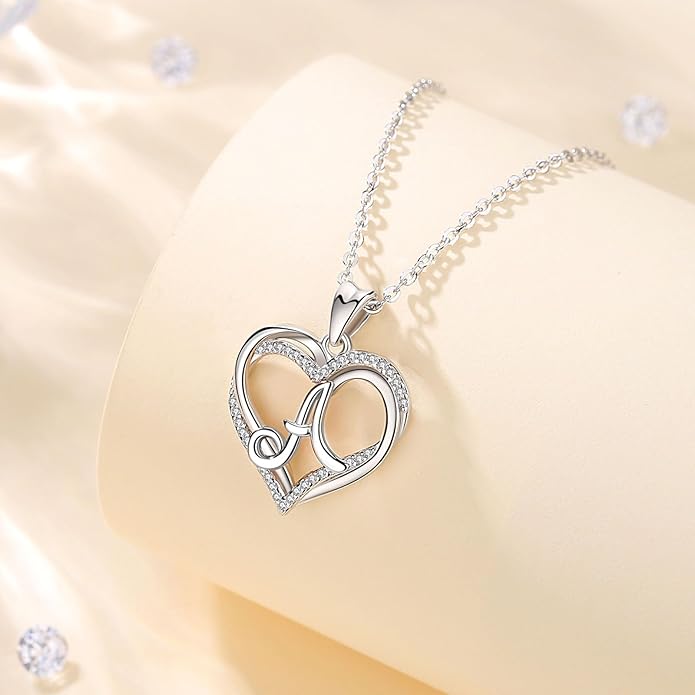 INFUSEU Unique Initial Necklaces for Women Girls Small Heart Letter Jewelry, Meaningful Personalized Gifts