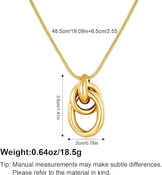 Gold Knot Pendant Necklace for Women Statement Gold Necklace 14K Gold Plated Knot Choker Trendy Jewelry