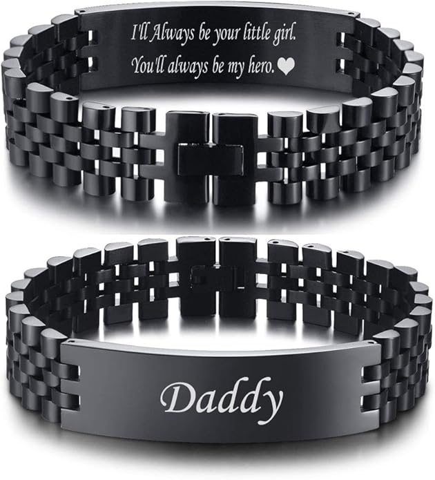 VNOX Masculine Watch Band Stainless Steel Link Bracelet Personalized Jewelry Gift for Men DAD Father Husband Boyfriend