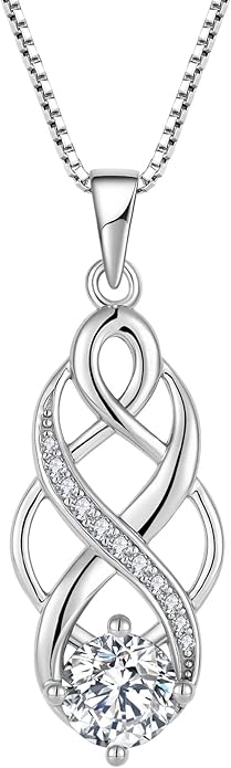 Infinity Celtic Knot Necklace 925 Sterling Silver Irish Pendant Birthstone Jewelry for Women