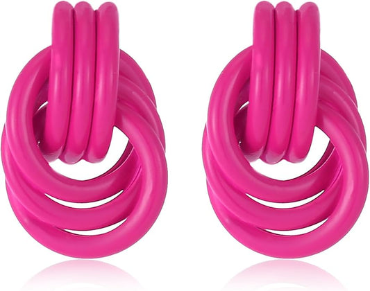 14K Gold Plated Knot Earrings for Women Gold Silver Earrings Heart Link Drop Dangle Earring Chunky Golden Knotted Statement Jewelry