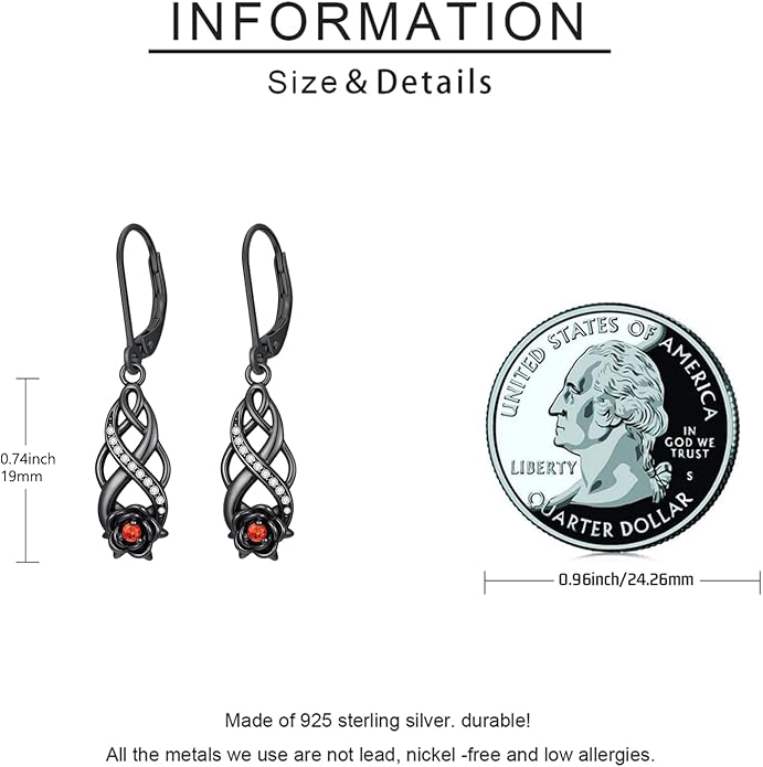 JUSTKIDSTOY Witches Knot Earrings for Women 925 Sterling Silver Nudo De Bruja Dangle Leverback Earrings Celtic Jewelry Halloween Birthday Gift
